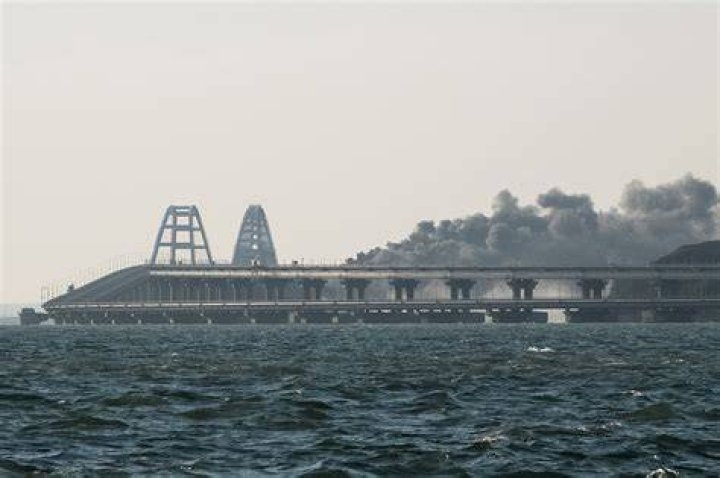 
Mystery blast destroys part of strategic bridge linking Russia and Crimea 